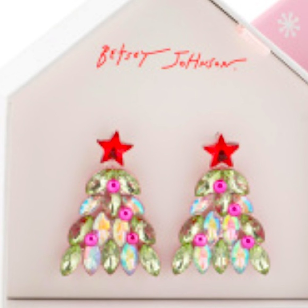 New BETSEY JOHNSON Christmas Tree Post Earrings - Picture 4 of 17